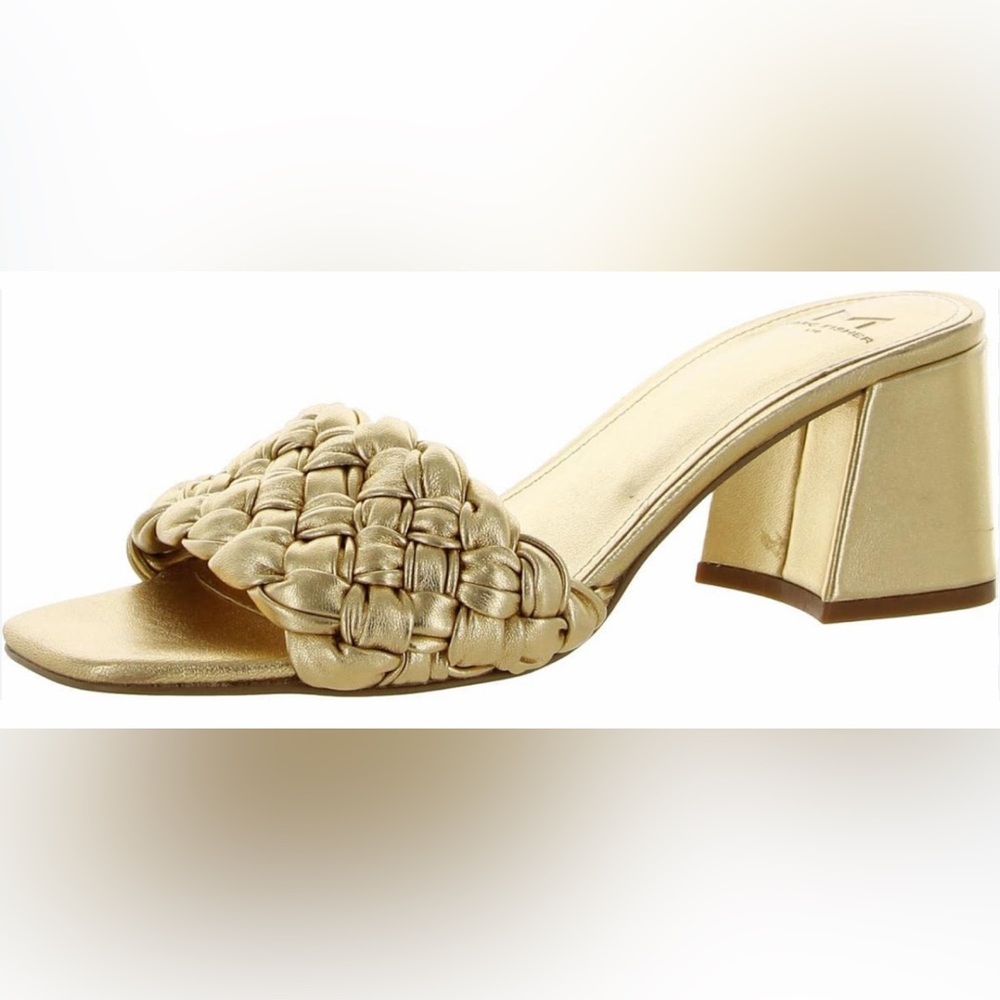 Marc Fisher Metallic Gold Slide Sandals